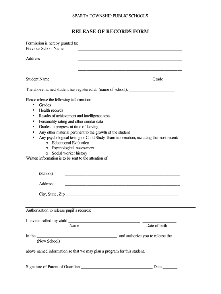 Authorization To Release School Records Form Fill Out And Sign