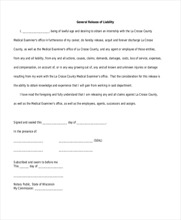 FREE 11 Sample General Liability Forms In PDF MS Word Excel