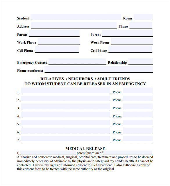 FREE 12 Sample Emergency Release Forms In PDF MS Word