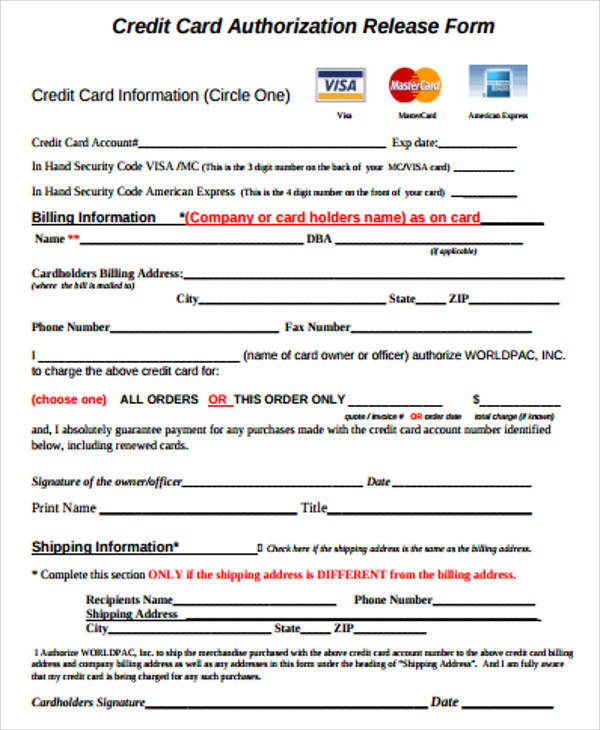 FREE 6 Sample Credit Release Forms In MS Word PDF