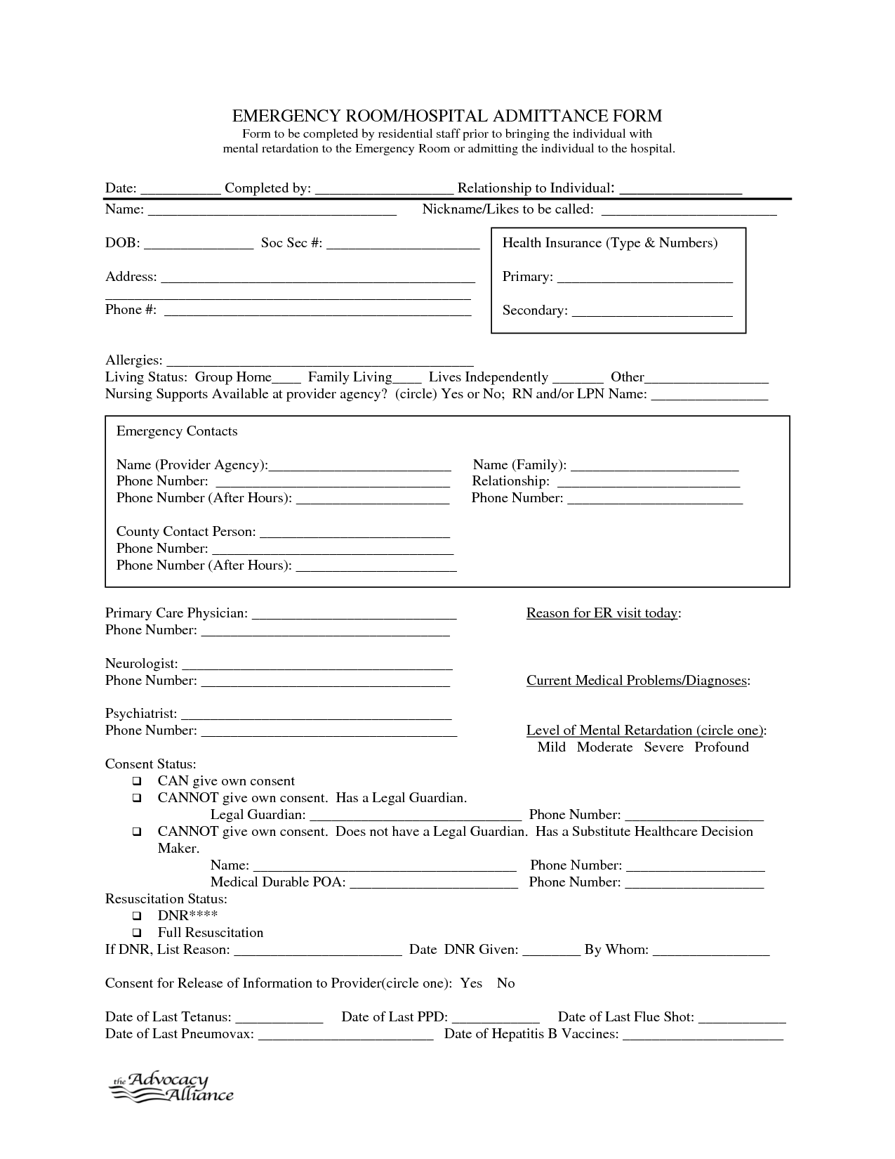 Hospital Discharge Papers Forms Emergency Room Doctors Note Template