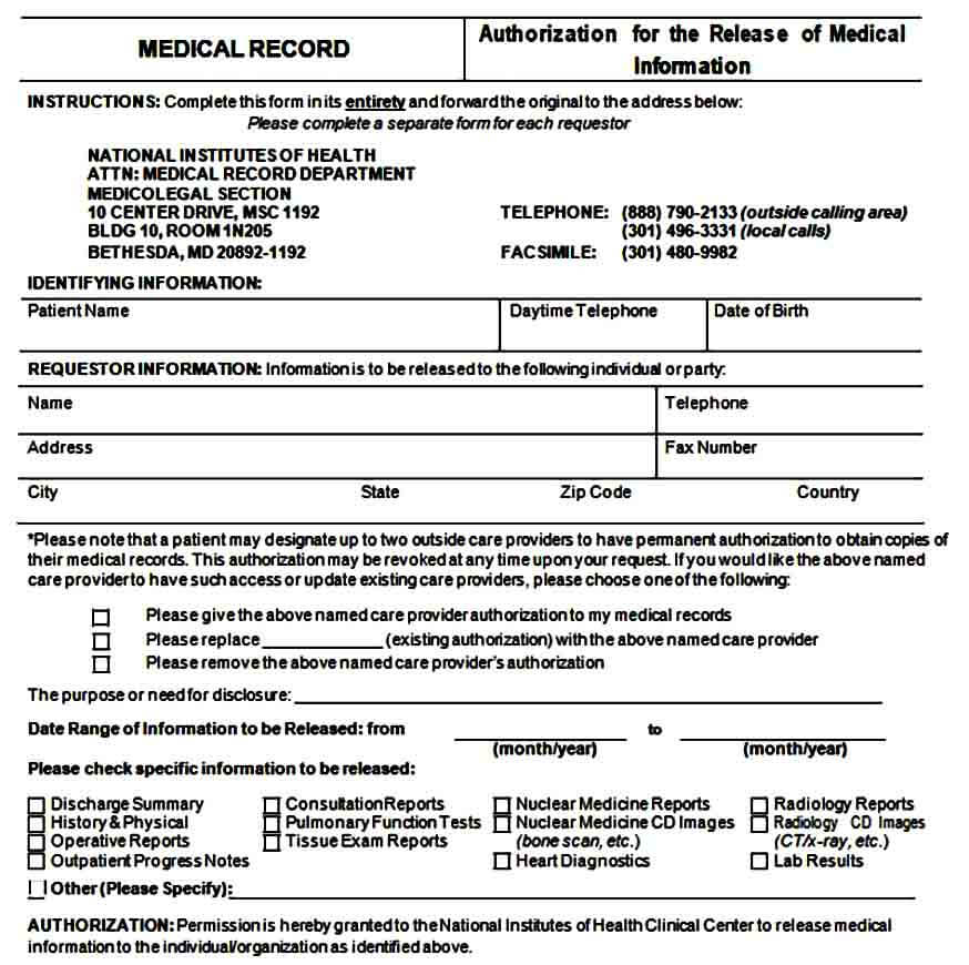 Sample Medical Records Release Form Mous Syusa