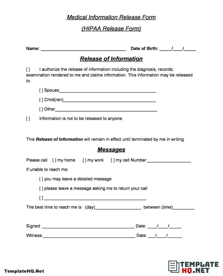 5 Best HIPAA Release Form Sample Template Hq Medical Information