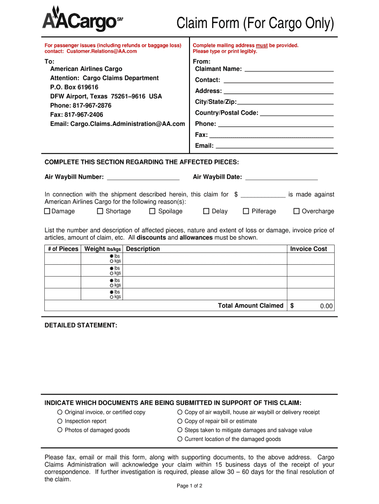 Cargo Claim Prevention Fill Online Printable Fillable Blank