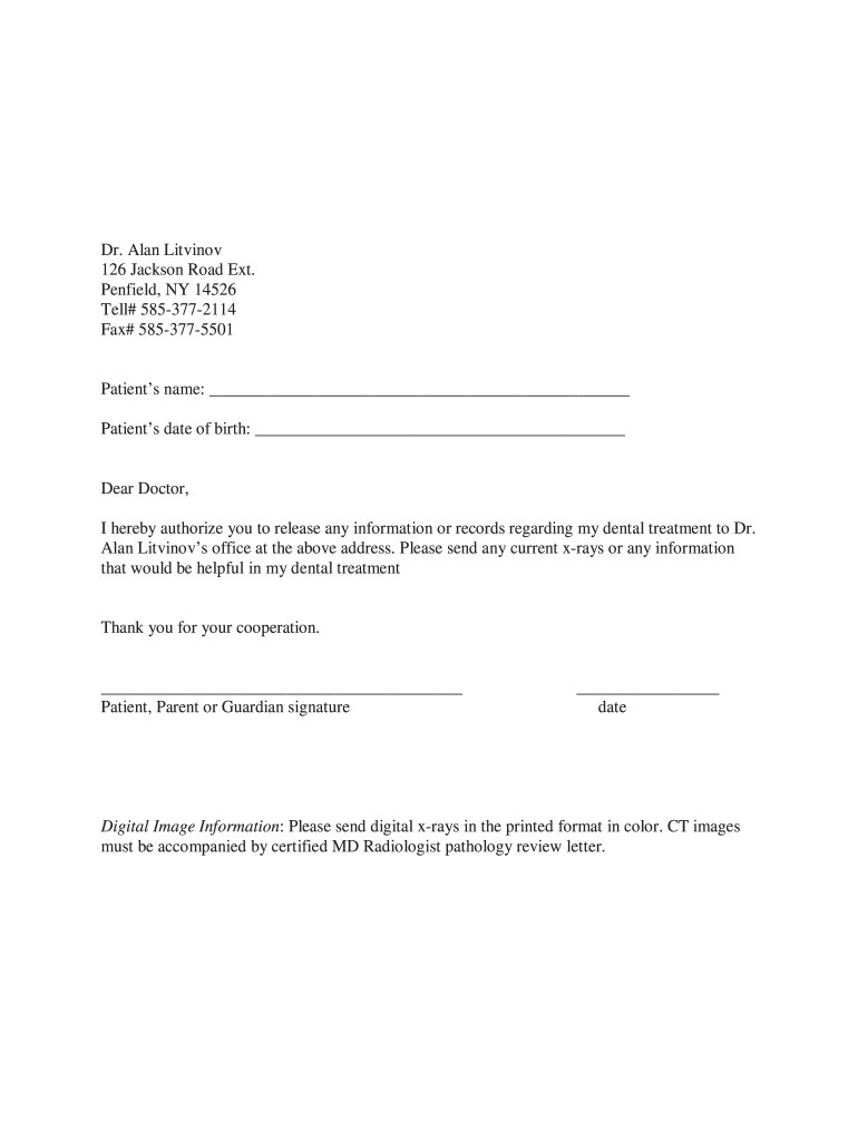 Dental Records Release Form Printable Fill Out Sign Online DocHub