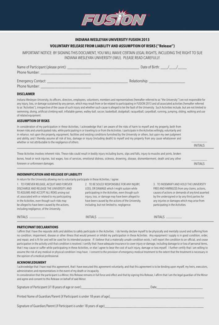 Download Indiana Liability Release Form 2 For Free TidyTemplates