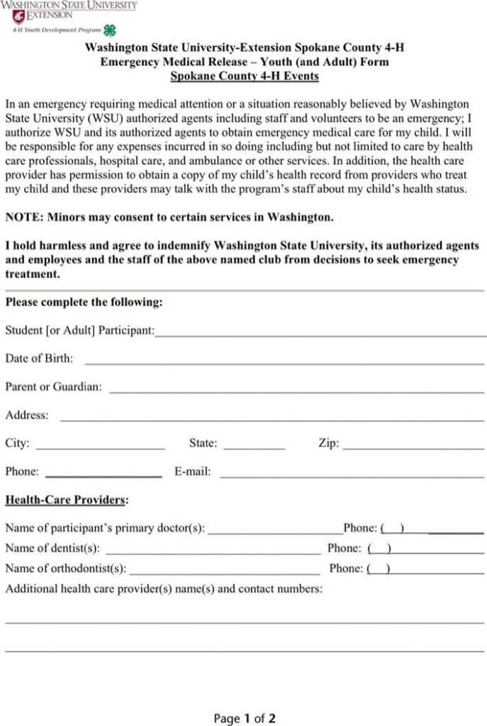 Download Washington Medical Release Form 2 For Free TidyTemplates