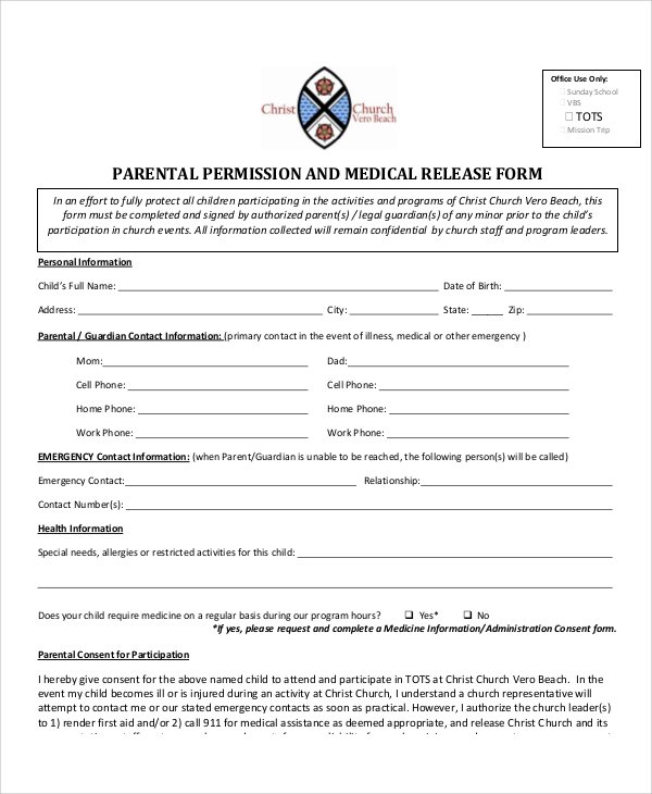 FREE 10 Sample Parental Release Forms In MS Word PDF