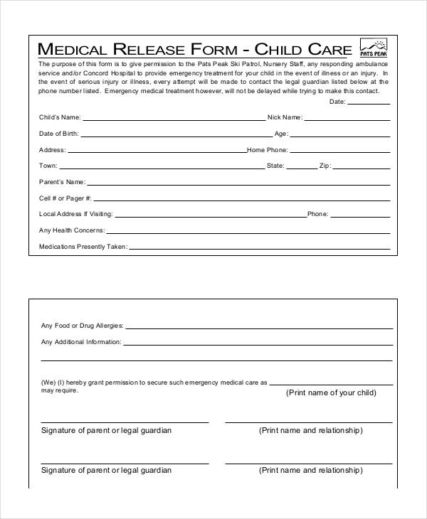 FREE 27 Printable Medical Release Forms In PDF Excel MS Word