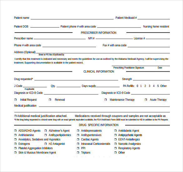 FREE 7 Medicaid Prior Authorization Forms In PDF