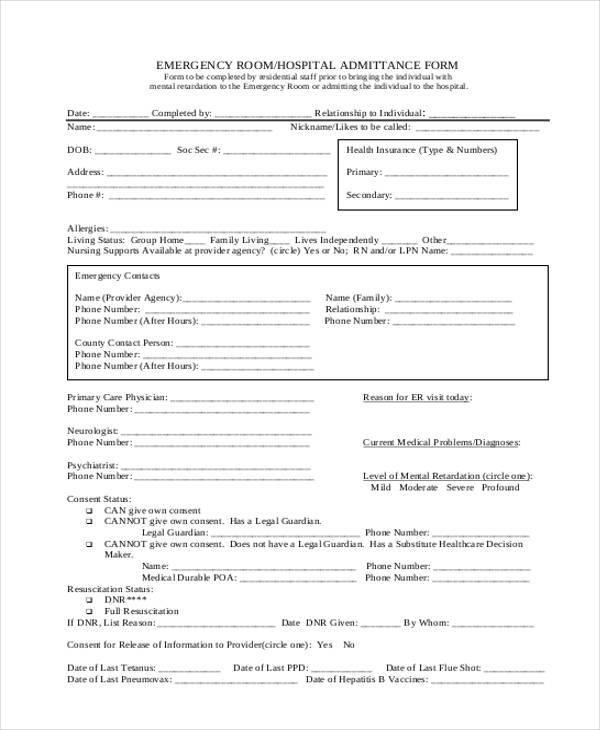 FREE 9 Sample Emergency Release Forms In PDF MS Word