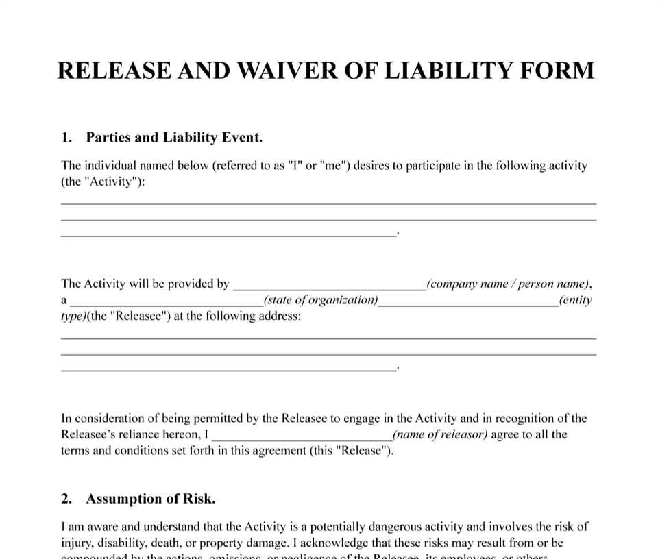 Free General Release Of Liability Waiver Form LawDistrict Free