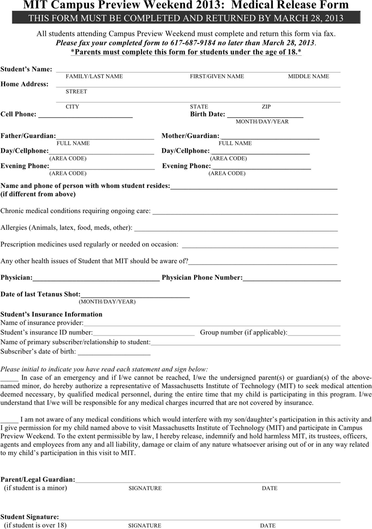 Free Massachusetts Medical Release Form PDF 99KB 1 Page s