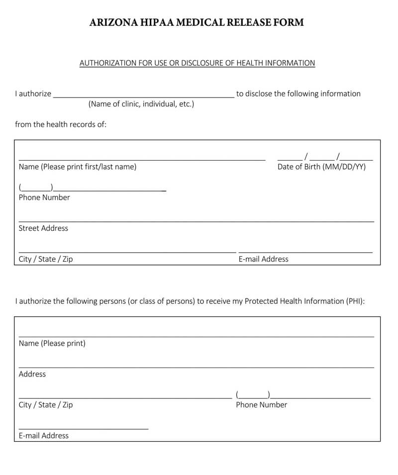 Free Medical Records Release Authorization Forms HIPAA 