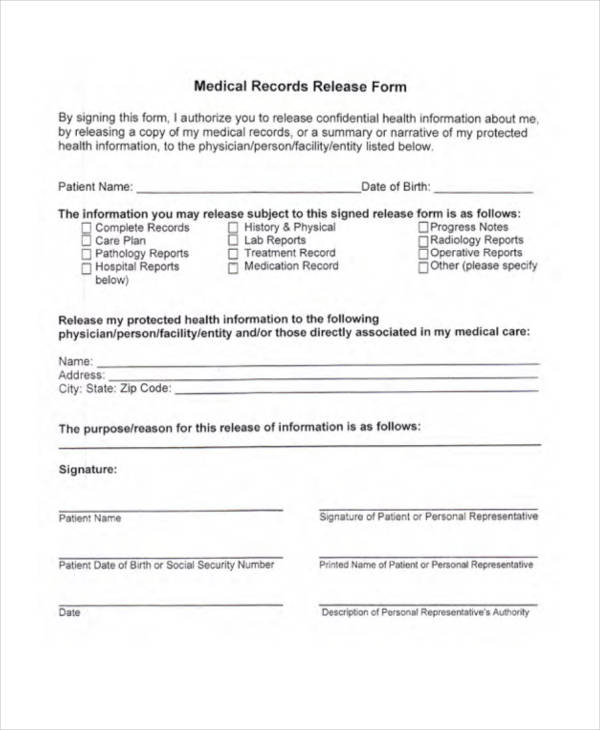 Ihc Records Release Form