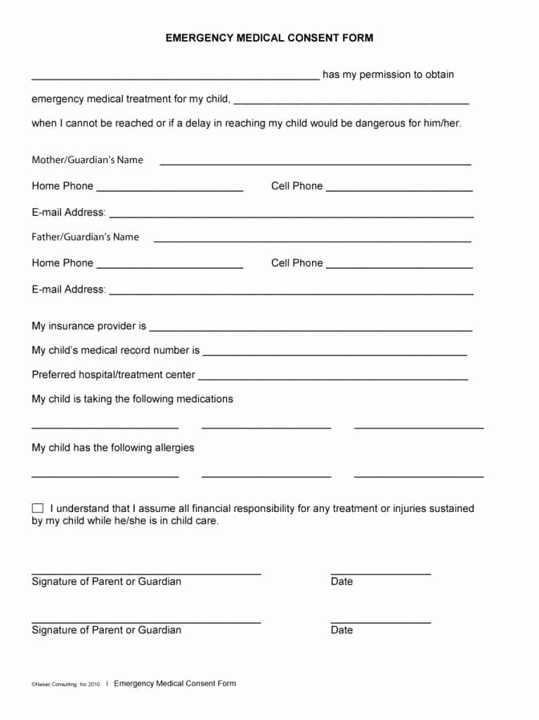 Medical Consent Form Template Beautiful 45 Medical Consent Forms Free 