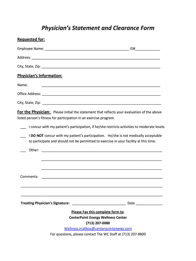 Physician Statement Form Fill Out Sign Online DocHub