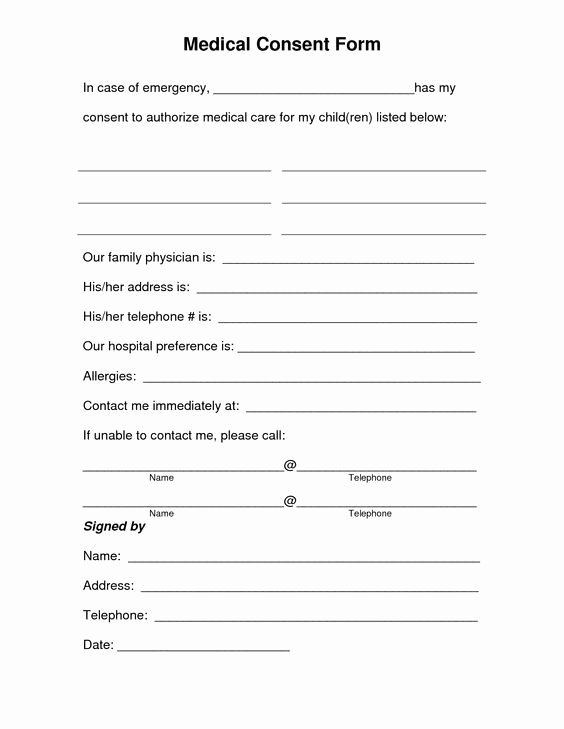 Printable Medical Release Form For Babysitter Printable Forms Free Online