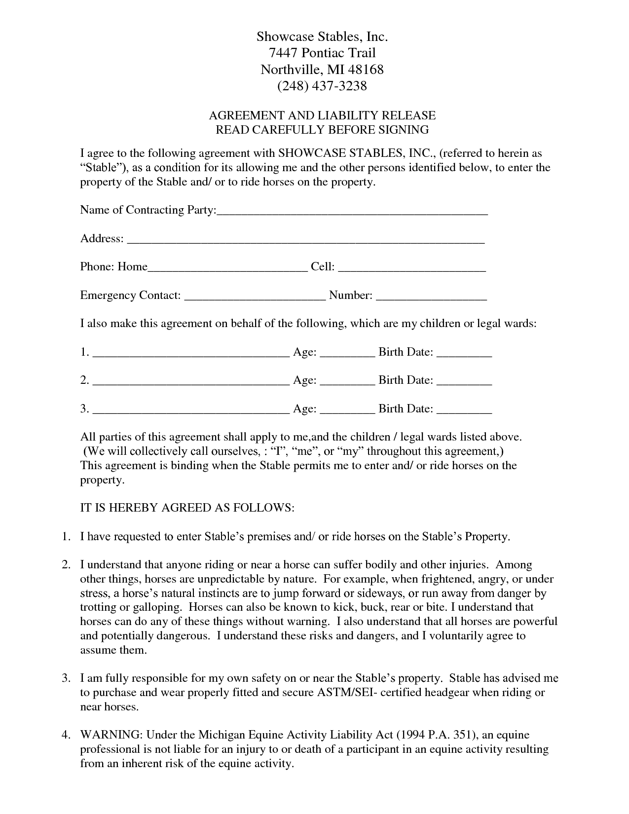 Property Release Of Liability Form Free Printable Documents
