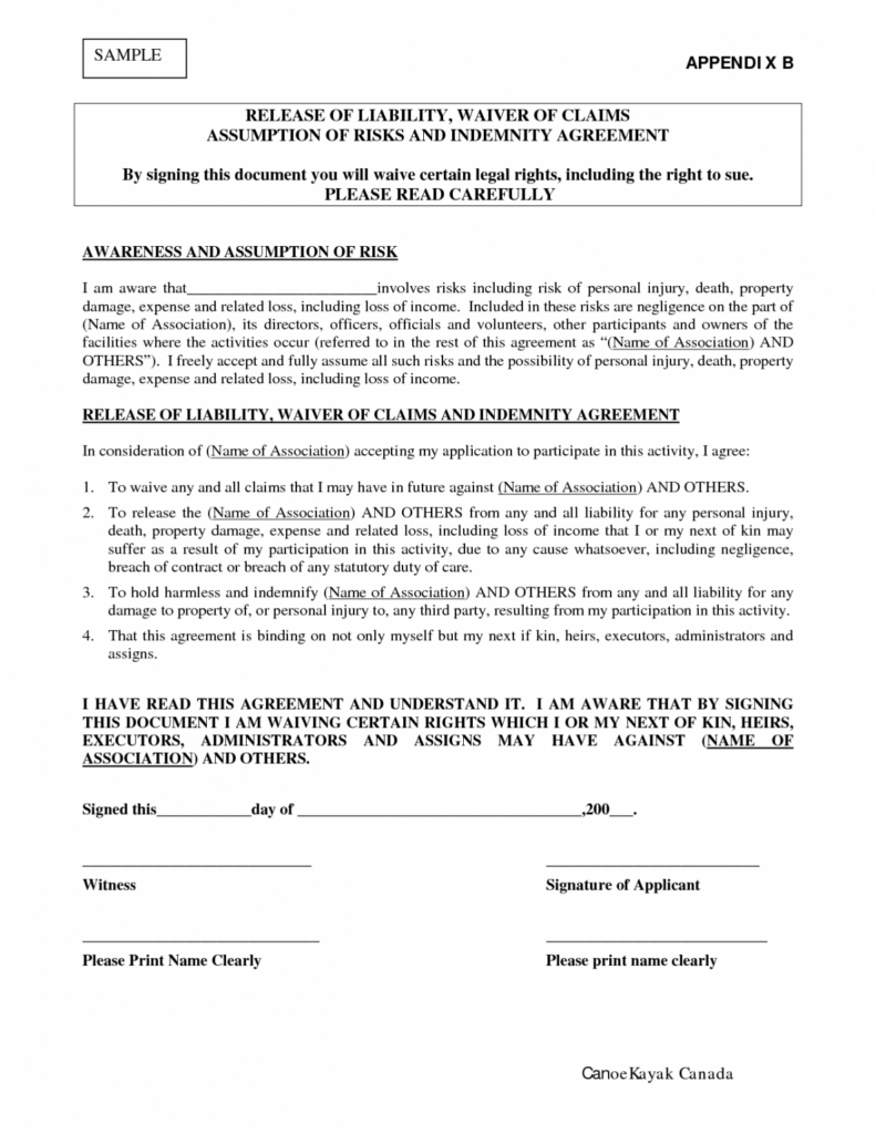 Release Of Liability Form Template Car Sale ReleaseForm